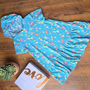Cynthia Rowley Blue Kids Terry Cloth Swim Coverup with Ice Cream/Popsicle Print